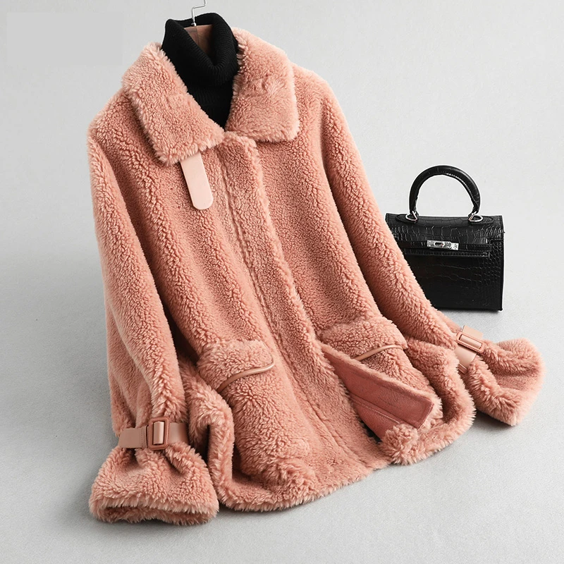 

Autumn Winter Coat Women Clothes 2020 Real Fur Coat Wool Jacket Korean Sheep Shearling Suede Lining Abrigo Mujer KQN59382 ZT3029