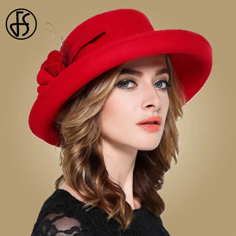 FS в винтажном стиле с широкими полями шерсть фетровая шляпка шерстяная черная