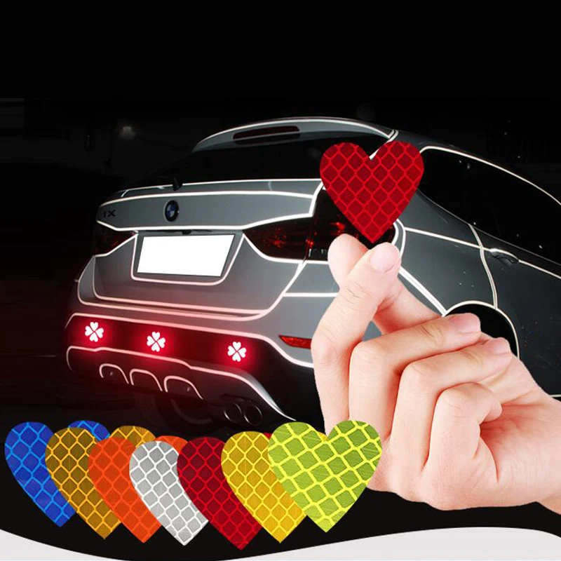 Pegatina reflectante para conducción nocturna, calcomanías de cinta de advertencia