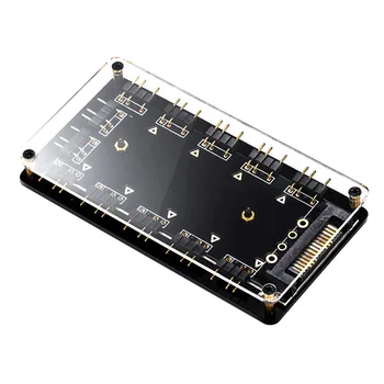 

5V 3 Pin Case Black Accessories SATA Power Computer Splitter RGB Fan Hub Easy Install Magnetic Motherboard Synchronous For AURA