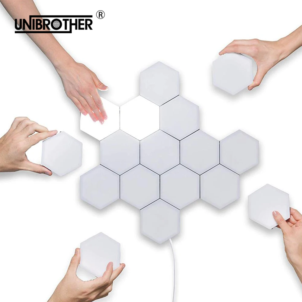 

magnetic modular hexagons lamp led Hexagonal lamps touch sensitive lighting night light creative decoration wall lampara