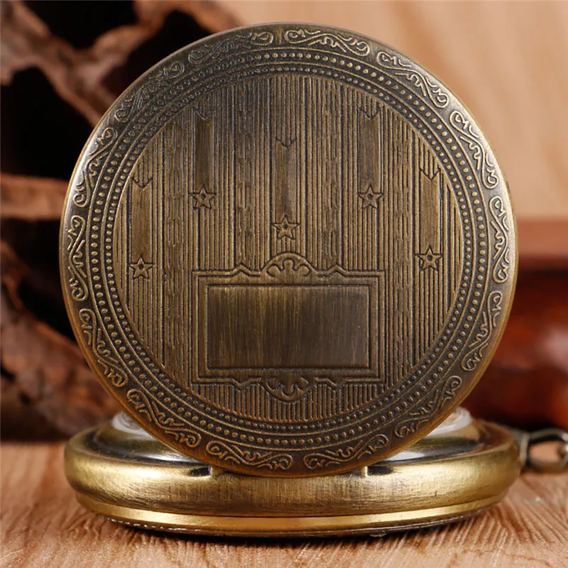 Bronze Vintage Style Men Women Handwinding Mechanical Skeleton Pocket Watches Full Hunter Case Pendant FOB Chain Clock Gift relo