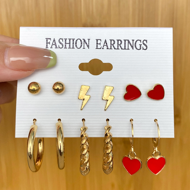 Trend Gold Silver Color Butterfly Hoop Earrings Vintage Snake Pearl Resin Earrings Set For Women Brincos Party Jewelry