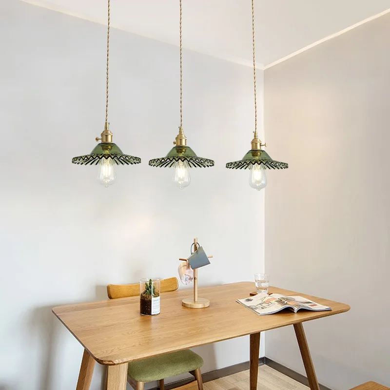 

Creative Personality Chandelier Nordic American Advanced Copper Glass Lighting Restaurant Bar 3 Straight Plate Chandelier