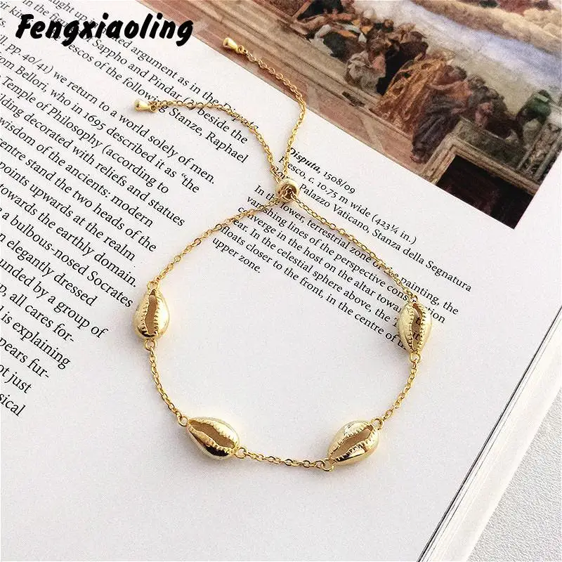 

Fengxiaoling New Fashion Jewelry 925 Sterling Silver Hollow Conch Shell Women Bracelet Light Luxury Bracelet Silver 925 Jewelry
