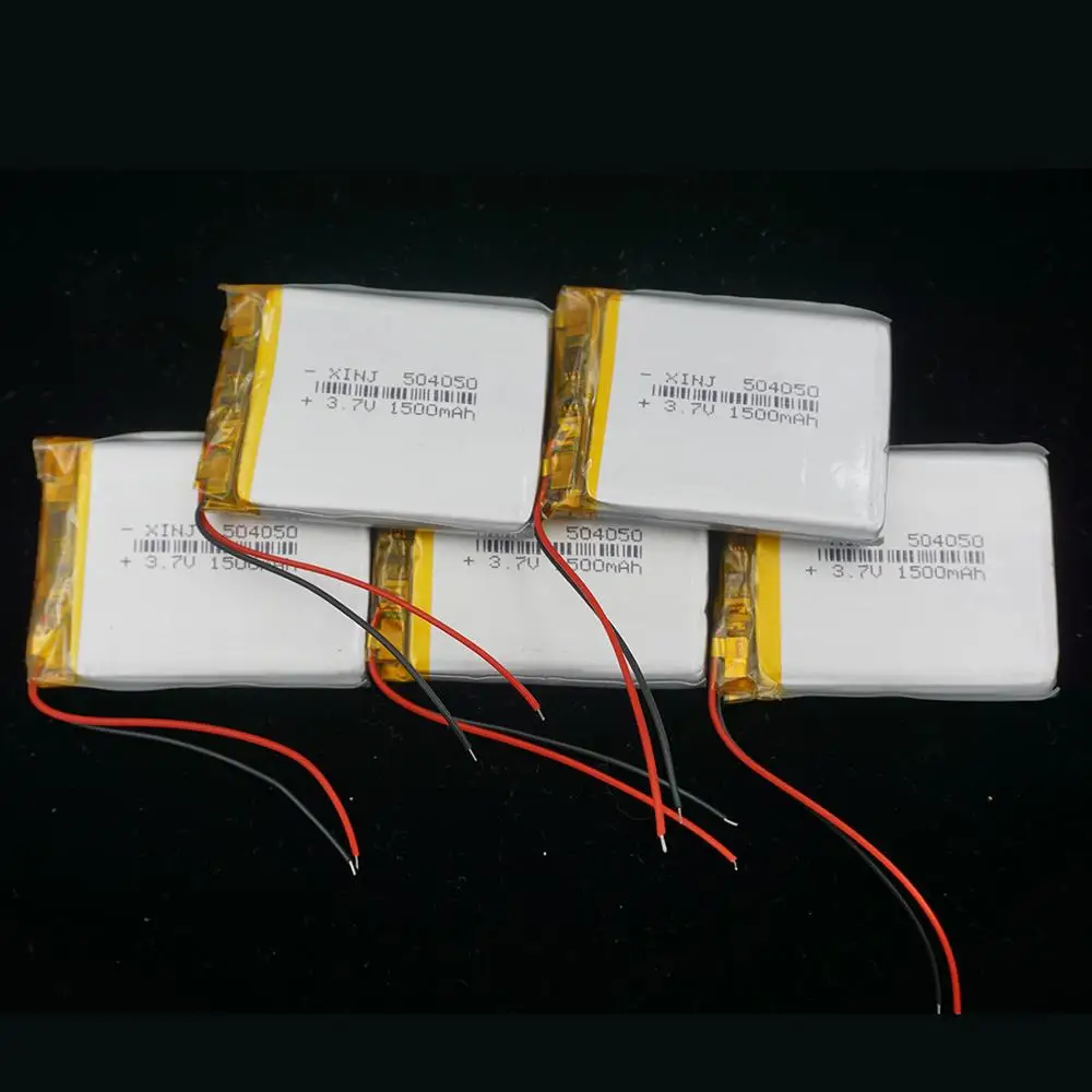 

5pcs 3.7V 1500 mAh 504050 Polymer Rechgerable Li Lithium Lipo Battery For GPS Driving Recorder DVC DVR DIY Mp4 Camera E-Book