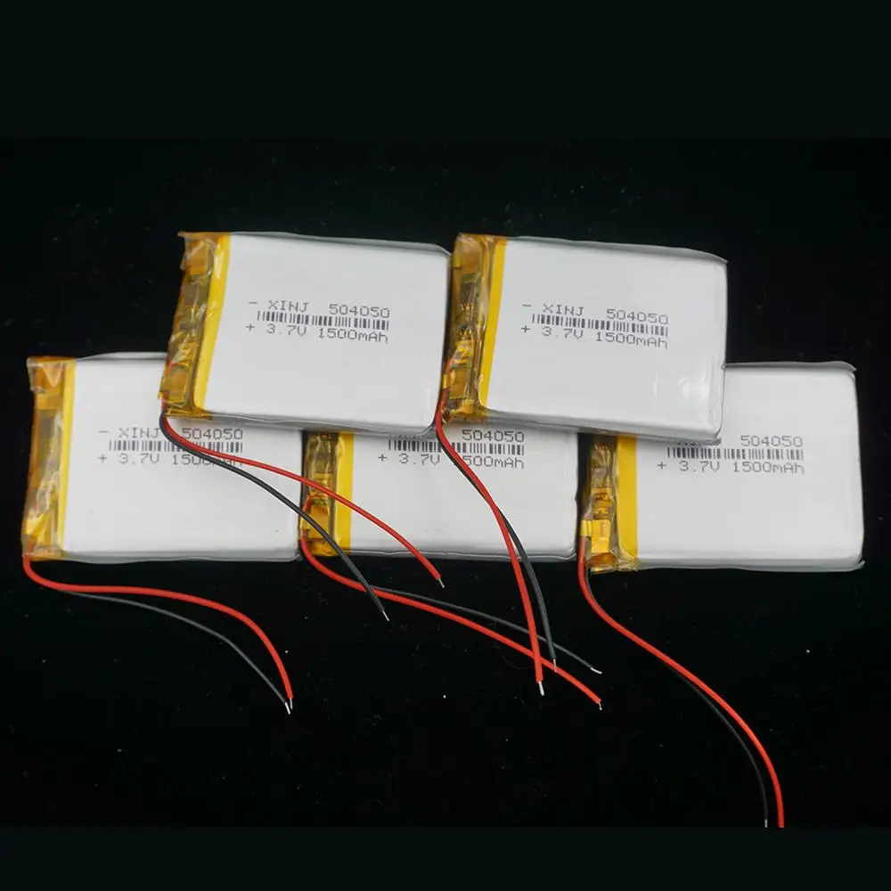 

XINJ 5pcs 3.7V 1500 mAh Lithium Polymer Rechgerable Li ion Battery 504050 For GPS driving recorder DVC DVR DIY mp4 Camera E-book