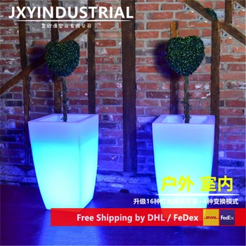 

Large Rectangle Plastic LED Flower Pot Home Garden Decorative Flower Pots For Hotel Restaurant Wedding Party