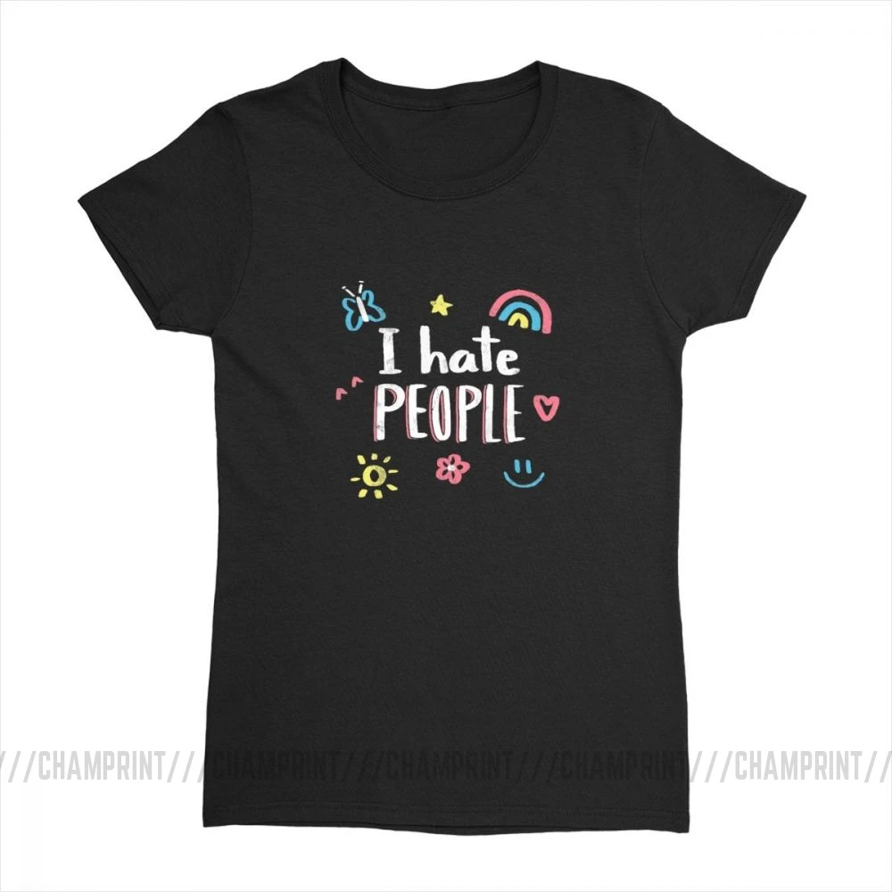 Футболки для женщин с надписью «I Hate People», «Smile», «Rainbow», «Flower», «Butterfly», «Harajuku», топы, футболки, винтажная Хлопковая женская одежда
