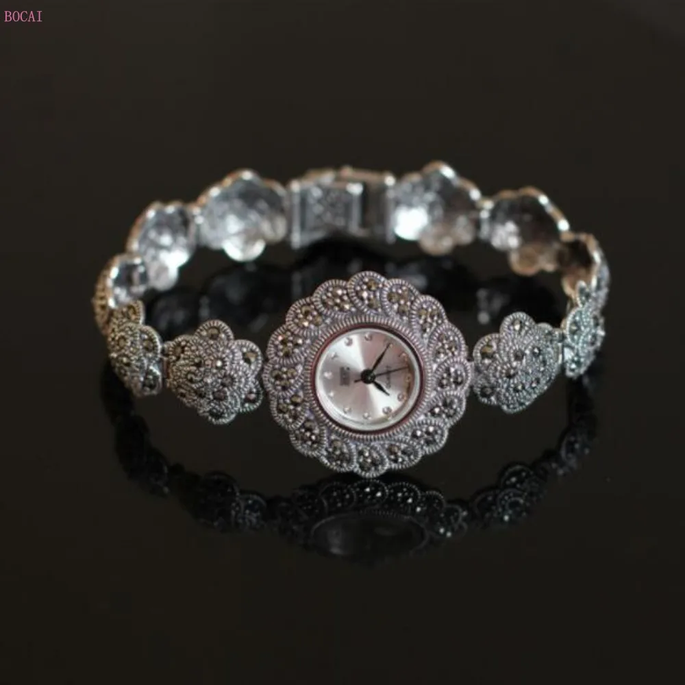 Новинка 925, серебряные браслеты из стерлингового серебра 925 пробы для женщин, новые модные ювелирные изделия, красивые браслеты из цветов сливы, стиль