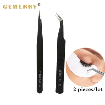 

2020 Hot Sale Eyelash Extension Tweezers Stainless Steel Straight + Bend Wholesale Tweezer Eyebrow Art Nippers Volume Tweezers