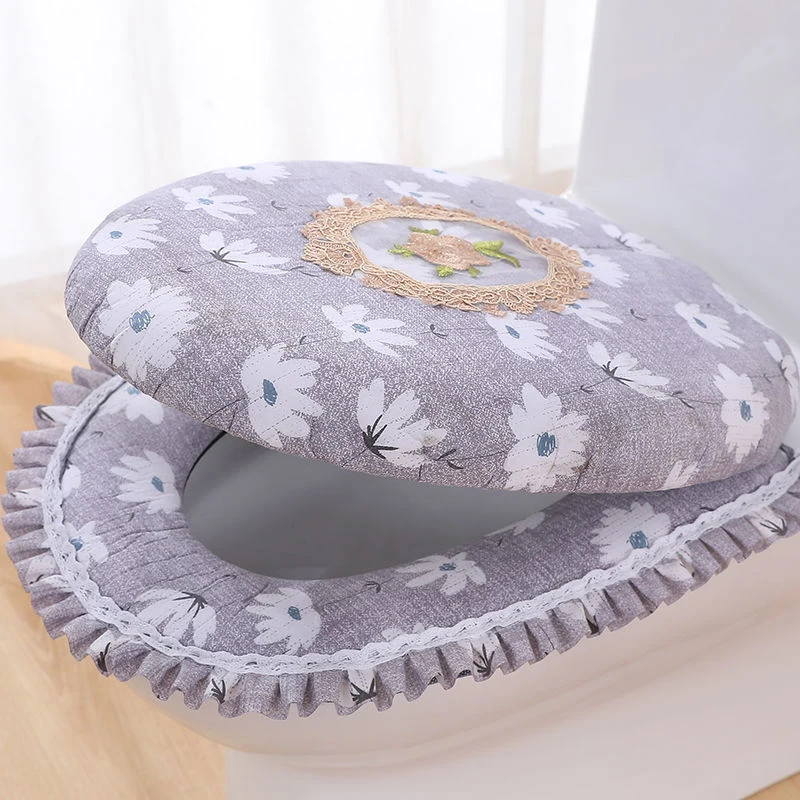 

Home Decoration Toilet Seat Cover Set Cotton Cushion Cover Two-piece Washable Tapa Wc Universal Badkamer Accessoires Tocadores