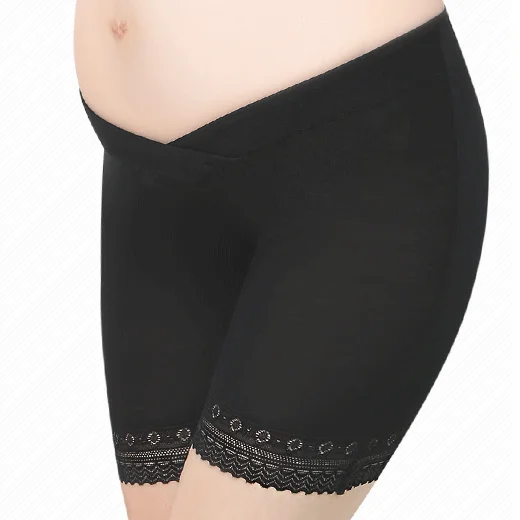 lace black Защитные брюки для беременных женщин летние Леггинсы для беременных с низкой талией тонкие шорты для живота весенняя одежда для мальчиков во время беременности - Цвет: lace black