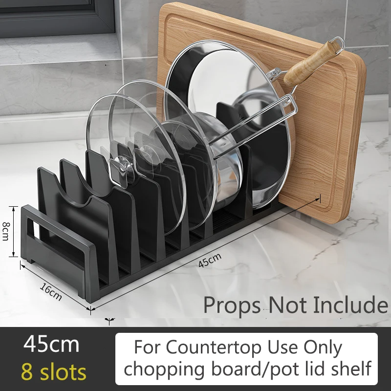 Black Kitchen Storage Shelf Bowl Dish Rack Chopping Board Lid Rack 2 Size Deck Mounted Tableware Storage