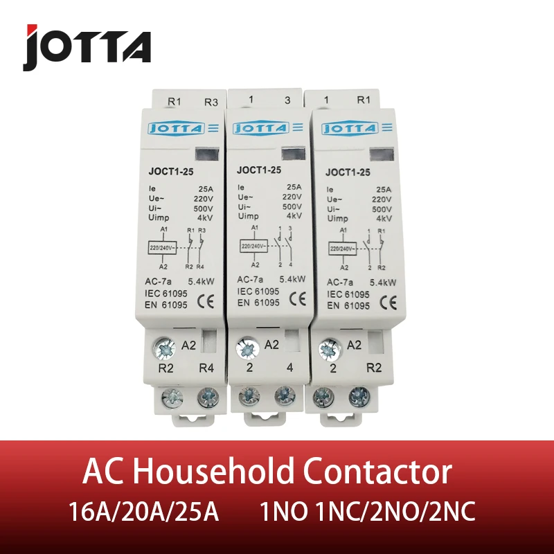 Американская классификация проводов 2р 16A/20A/25A 220 V/230 V 50/60HZ din rail AC контактор для
