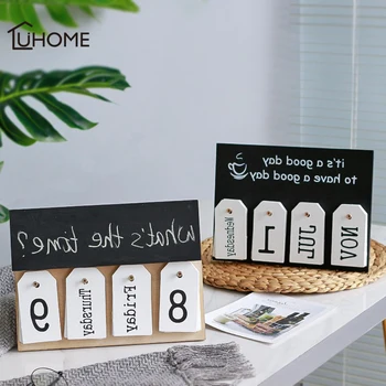 

Nordic Style Wooden Desk Calendar Decoration Simple Miniature Figurines for Living Room Table Office Home Decoration Accessories