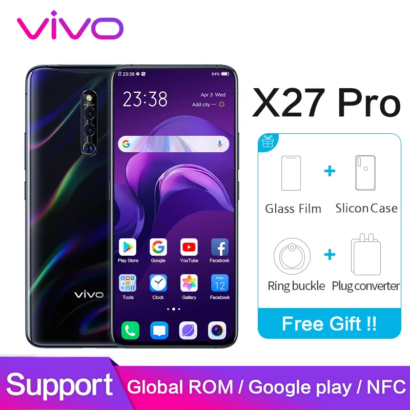 vivo x27 pro 8 Гб 256 ГБ глобальная ПЗУ Google Play 6. " 32 Мп задняя камера Восьмиядерный экран отпечаток пальца 4G мобильный телефон