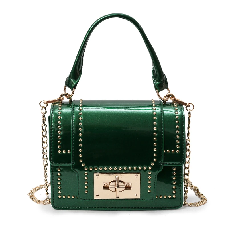 Женские сумки, дизайнерские сумки на плечо с заклепками, роскошные сумки, женские сумки, женская сумка через плечо, зеленая искусственная кожа