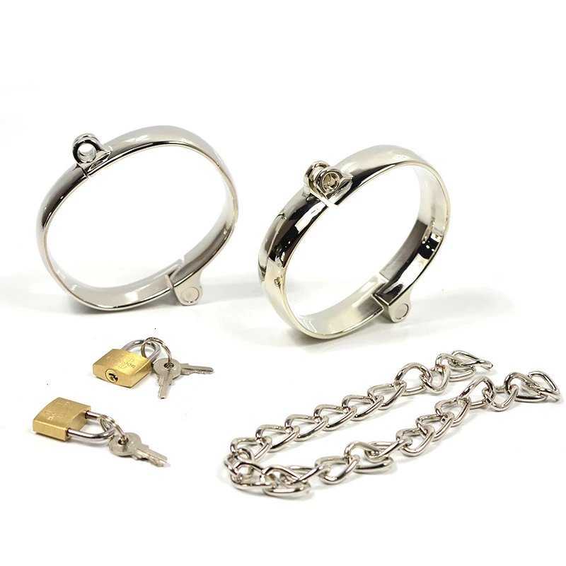 1 Pair Stainless Steel Female Male Handcuff Metal Ankle Cuffs Wrist Cuff For Couple bdsm Bondage Restraints Adult Game Sex Toys3