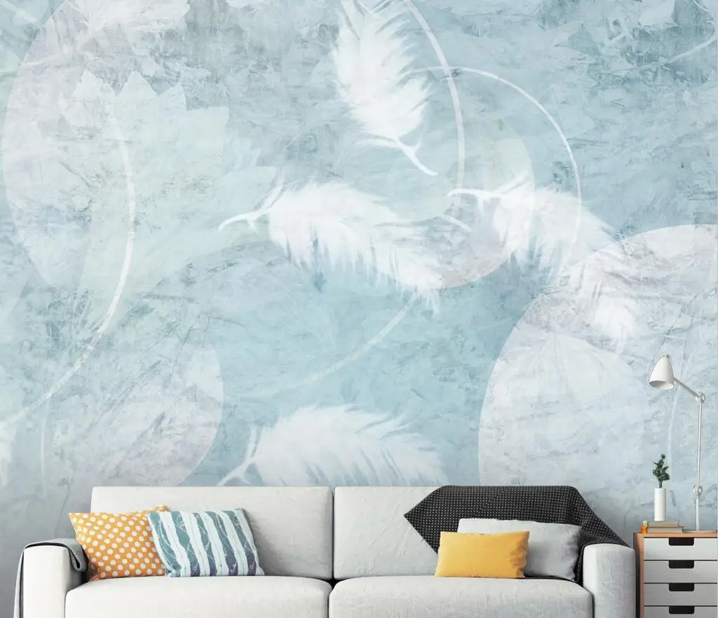 

Custom wallpaper hand-painted feather retro mural living room bedroom sofa TV background wall mural home decoration 3d wallpaper