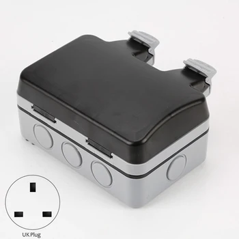 

IP66 Waterproof Outdoor BOX Wall Socket 13A Double Universal / UK Switched Outlet with USB Charging Port UK Plug