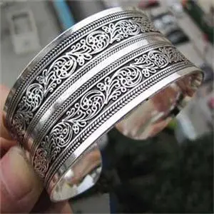 JETTINGBUY antique Silver plated carve pattern Statement Bohemian Antalya bangle Boho Coachella Festival Turkish hand Jewelry | Украшения и