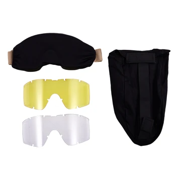 

HOT-Black Tan Green Tactical Goggles Glasses Gx1000 Black 3 Lens Motorcycle Windproof Wargame Goggles Tan