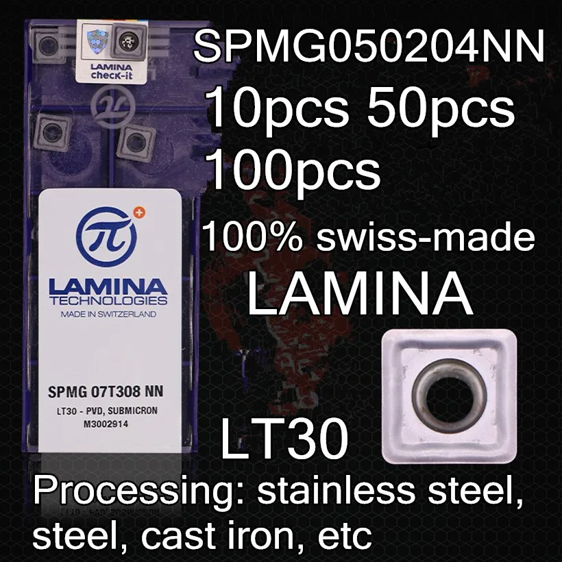 SPMG050204 NN LT30 10 шт. 50 100 100% швейцарские твердосплавные вставки Lamina обработка: