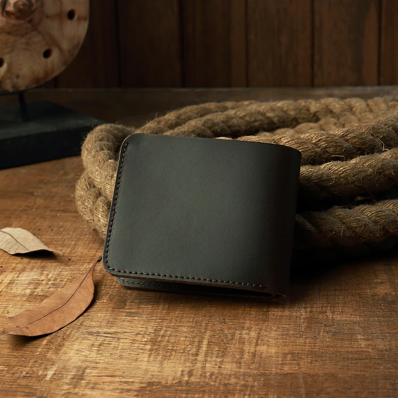 

Genuine Leather Wallet Men Brand Purses Original Handmade Wallet Men Short Leather Hhorizontal Wallet Business Card Holder NR114