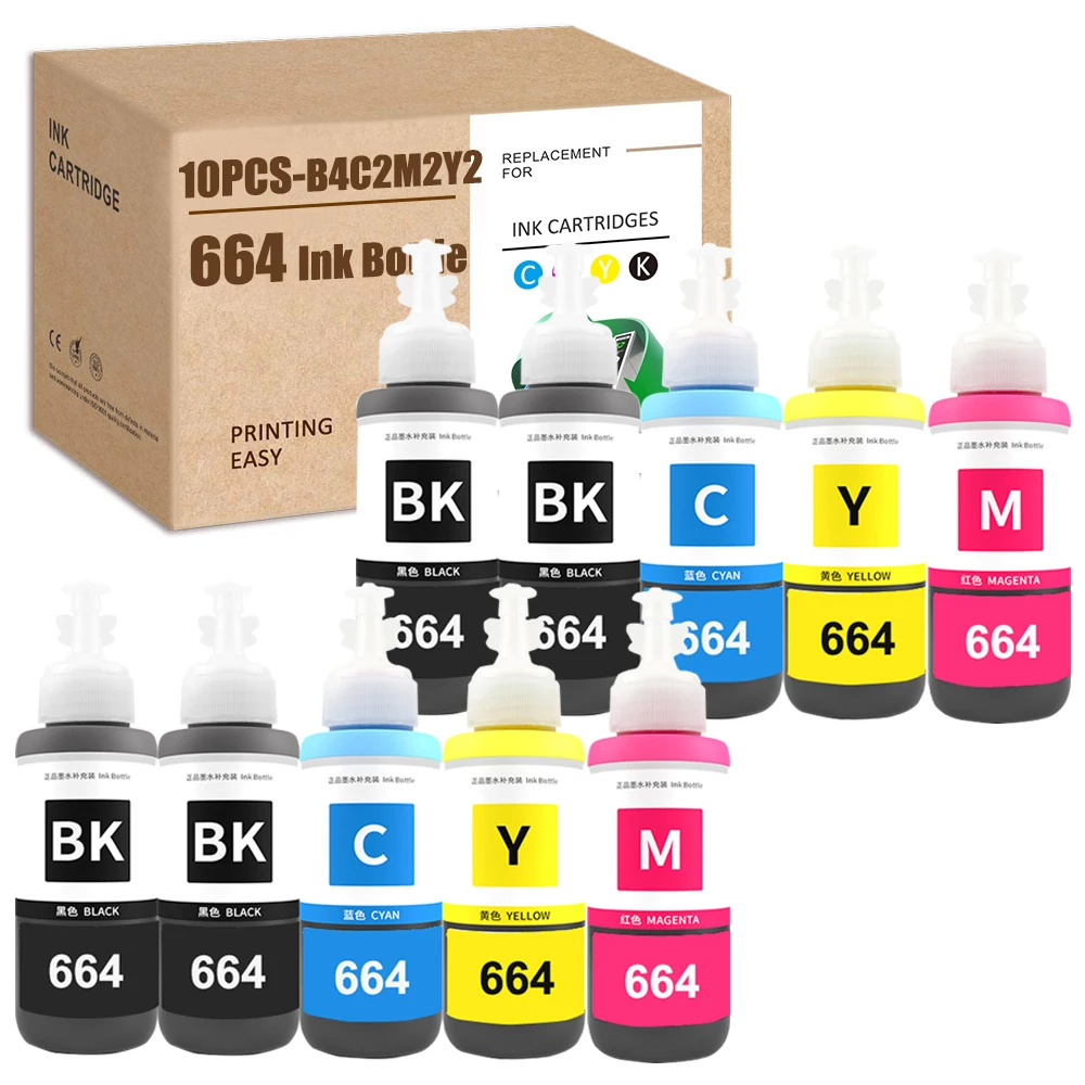 Совместимые чернила HS 10x EcoTank T664 для Epson 664 L100 L200 L310 L455 L456 L1300 детской строки |
