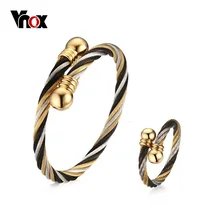 Vnox витой кабель, манжеты браслет/кольцо Ювелирные наборы для Для женщин vnox панк хирургические Сталь Ювелирные наборы Регулируемый Размеры