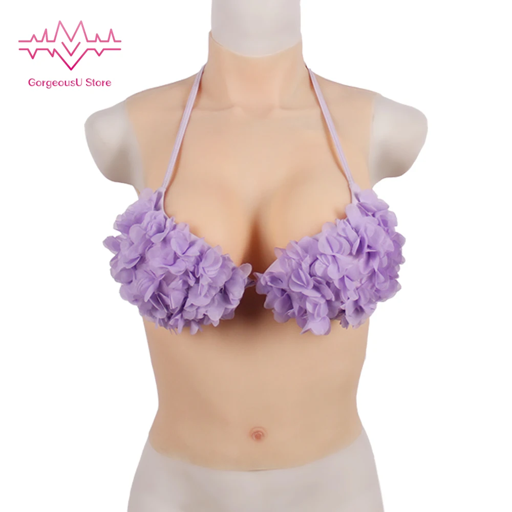 

Silicone Breast Forms Fake Boobs Crossdresser D-Cup Half Body Artificial For Crossdresser Shemale Transgender Crossdressing
