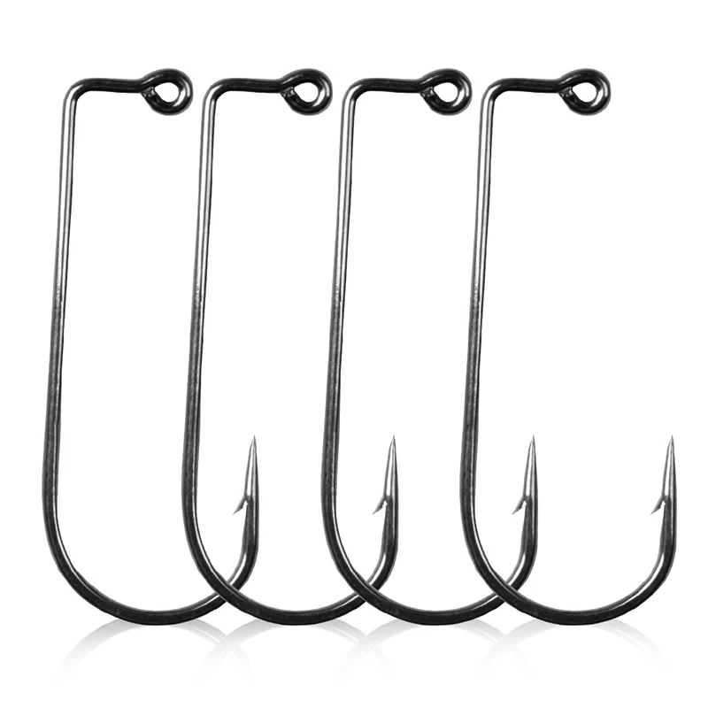 50 stücke High Carbon Stahl Angelhaken Schwarz 90 Grad Aberdeen Offset Jig Fliegen Binden Starke Draht Angeln Haken Meer Ozean zubehör – Detail 1