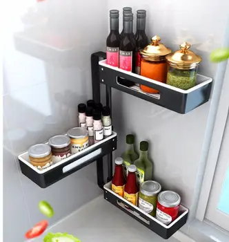 

Kitchen Shelf Corner Rotating Condiment Rack Without Perforation Wall Hanging Multi-function Shelf Saving Space