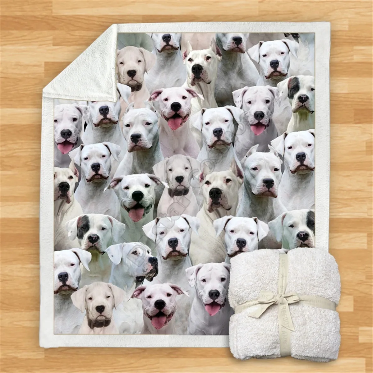 

You Will Have A Bunch Of Dogo Argentinoes Premium Sherpa 3D printed Fleece Blanket on Bed Home Textiles Dreamlike