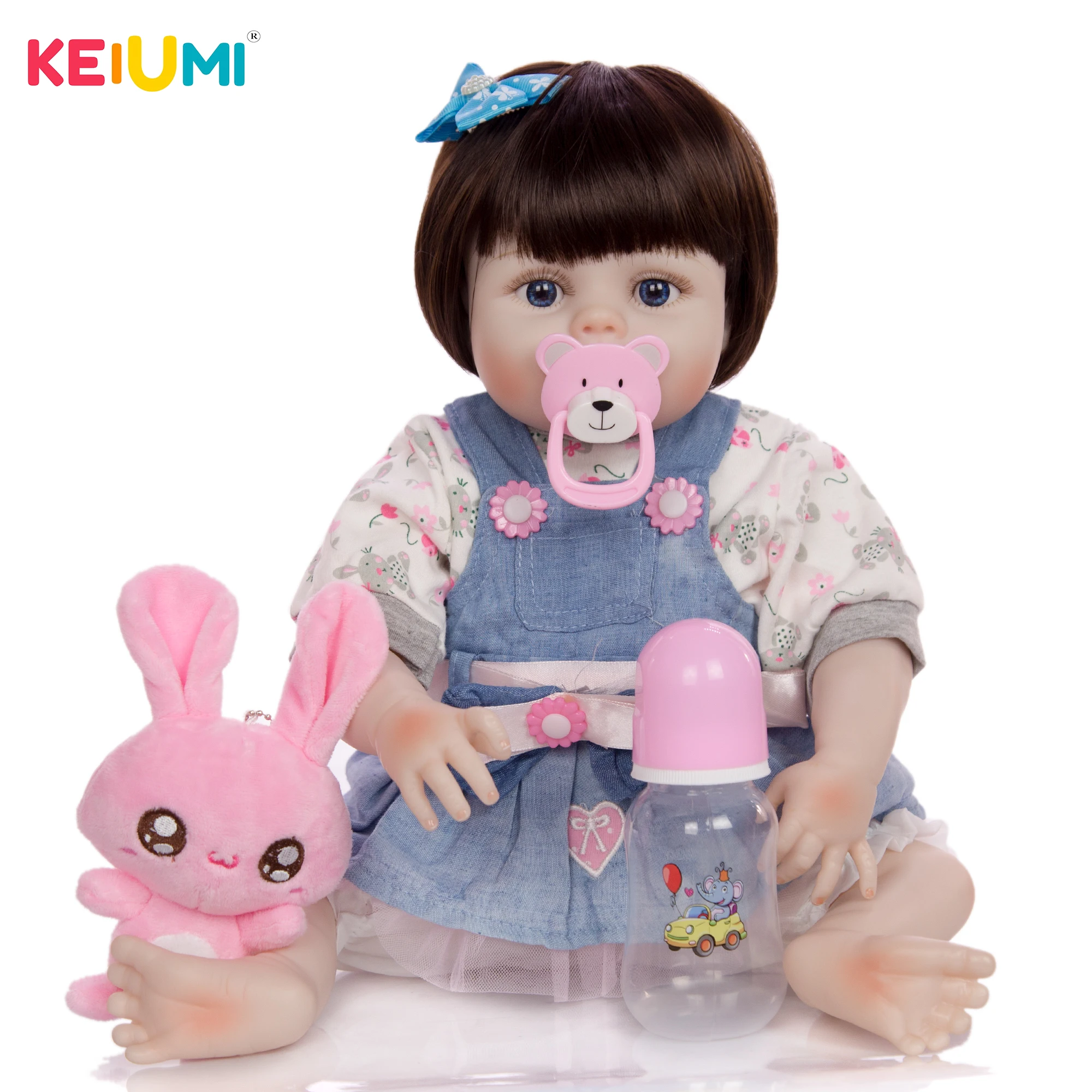 KEIUMI Мода Косплей панда Reborn Baby куклы полный силиконовый винил 48 см реалистичный