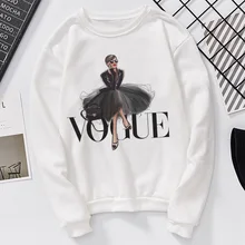 Модная женская бархатная модная повседневная толстовка с длинными рукавами с принтом VOGUE печати Kawaii толстовка одежда