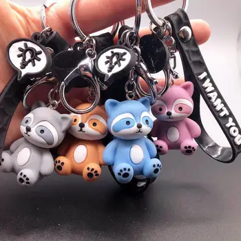 

Creativity Cute Little Raccoon Keychains Cute Toy Car Pendant Key Chain Elementary School Children's Bag Gift Key Ring