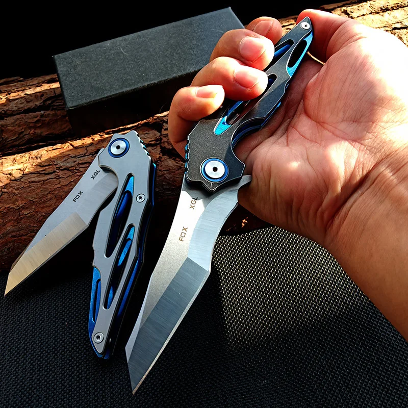 

Pocket knives Steel handle FOX 9CR14MOV Quick Sharp Folding Knife Outdoor Camping Hunting Survival Knife EDC hand operated tools