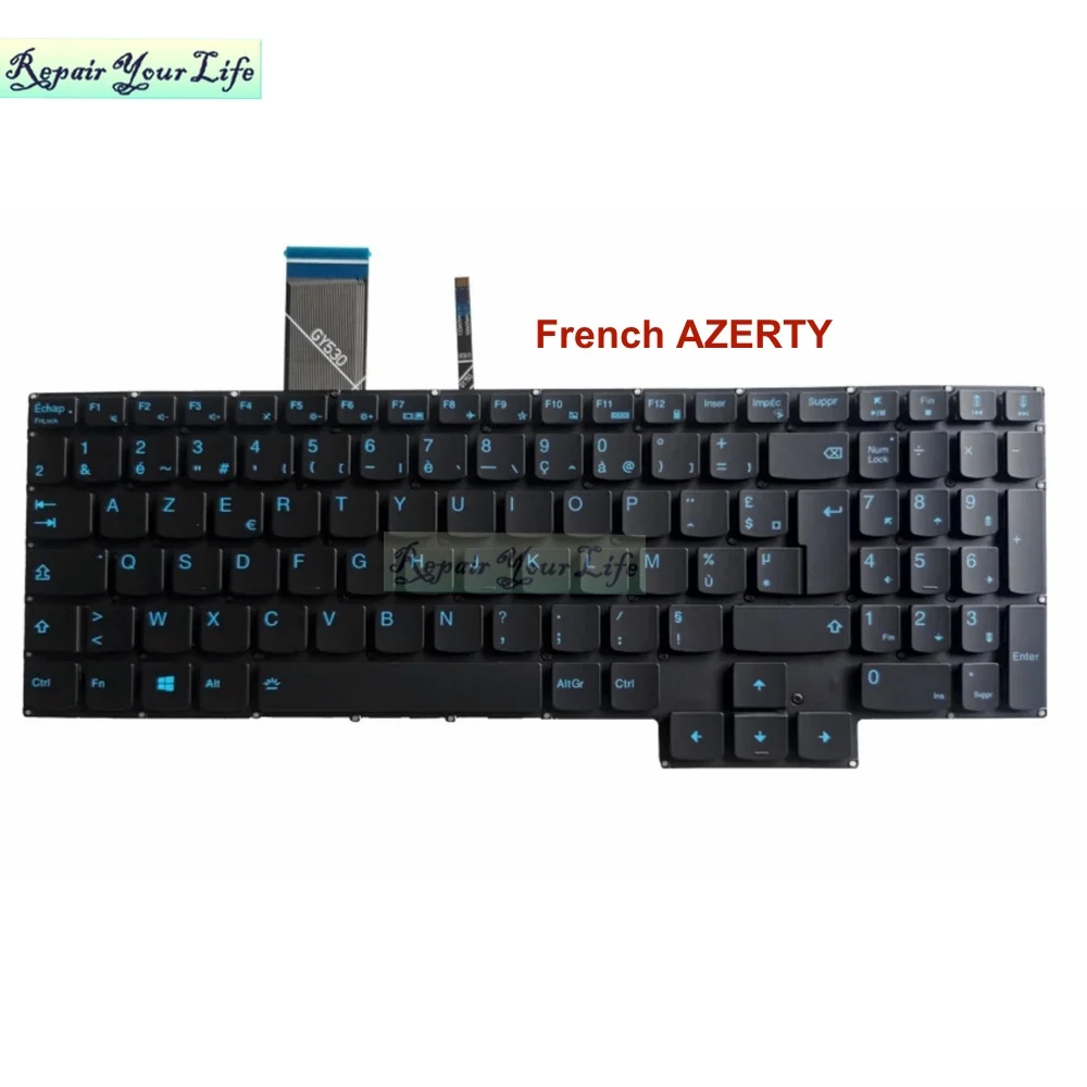 Teclado Retroiluminado para Lenovo Ideapad us ru Árabe Francês Russo Azerty Luz de Fundo para Jogos 315imh05 15arh05 15ach6 15ach Gy530 Novo - Imagem 4
