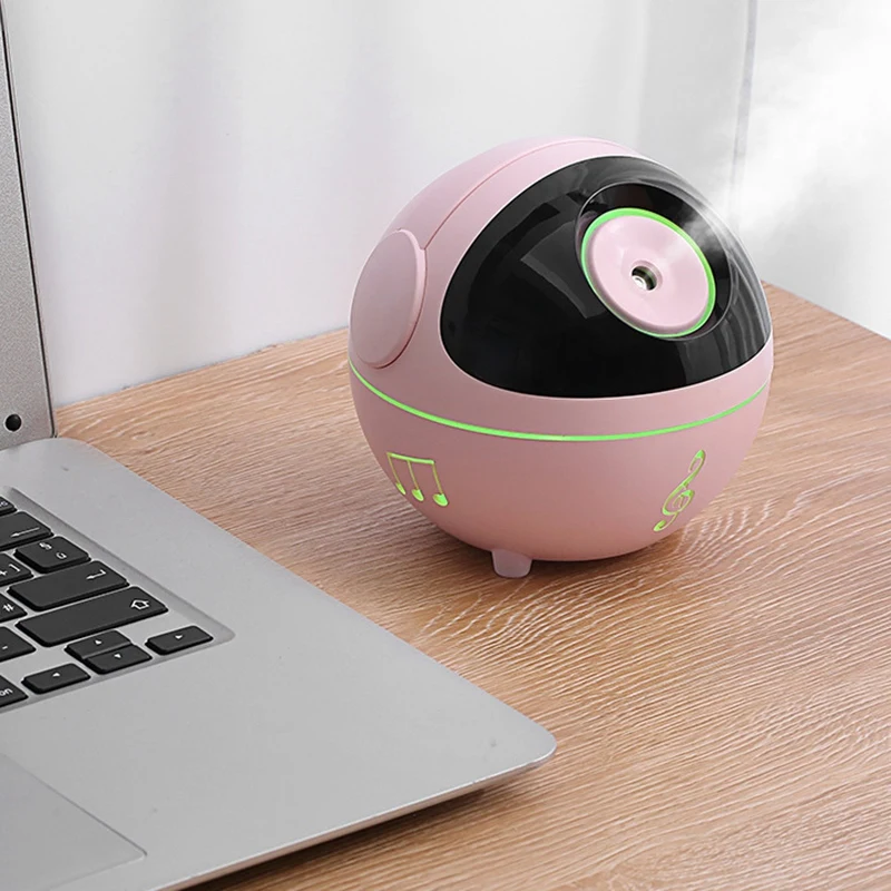 350ML Music Ball Humidifier with Aroma Lamp Essential Oil Electric Aroma Diffuser Mini Air Humidifier White