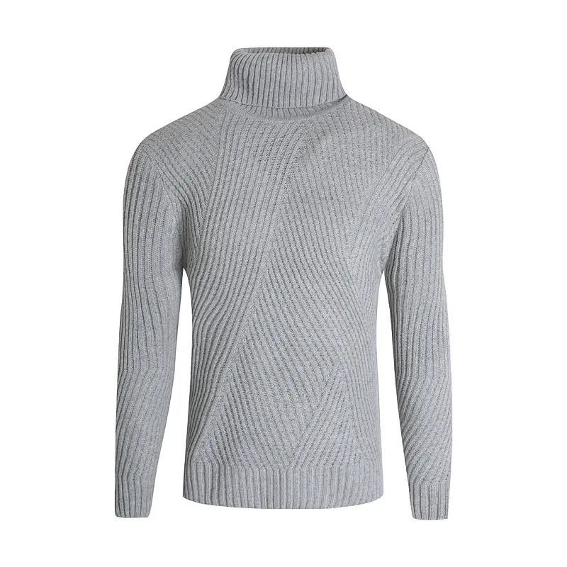 

high-collar pure-color Korean version Pullover Sweater men's long-sleeved bottom knitted