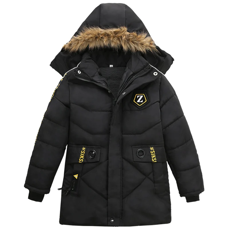 Модное теплое зимнее Детское пальто с меховым воротником детская верхняя одежда ветрозащитные куртки для маленьких мальчиков и девочек от 2 до 6 лет