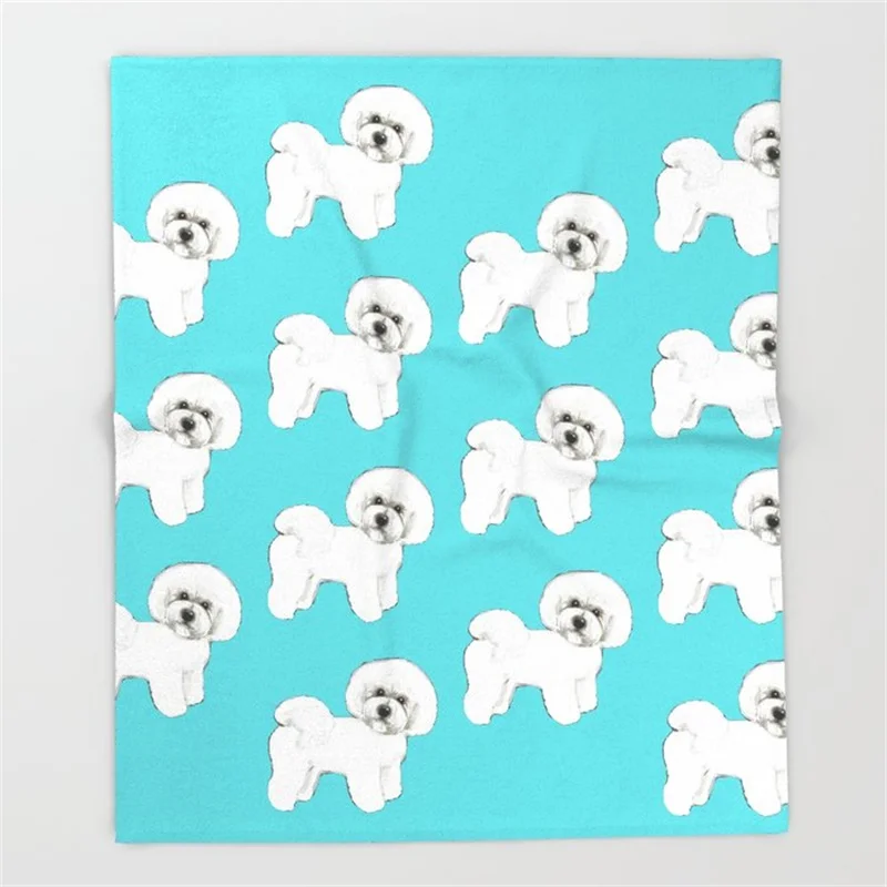 Bichon Frise on Aqua Teal милый подарок для влюбленных собак теплое постельное белье из микрофибры дивана|Одеяла| |
