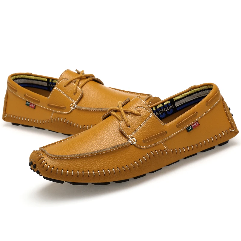 Spring and autumn men's shoes comfortable high quality lightweight lace loafers leathe non-slip wear-resistant large size 47