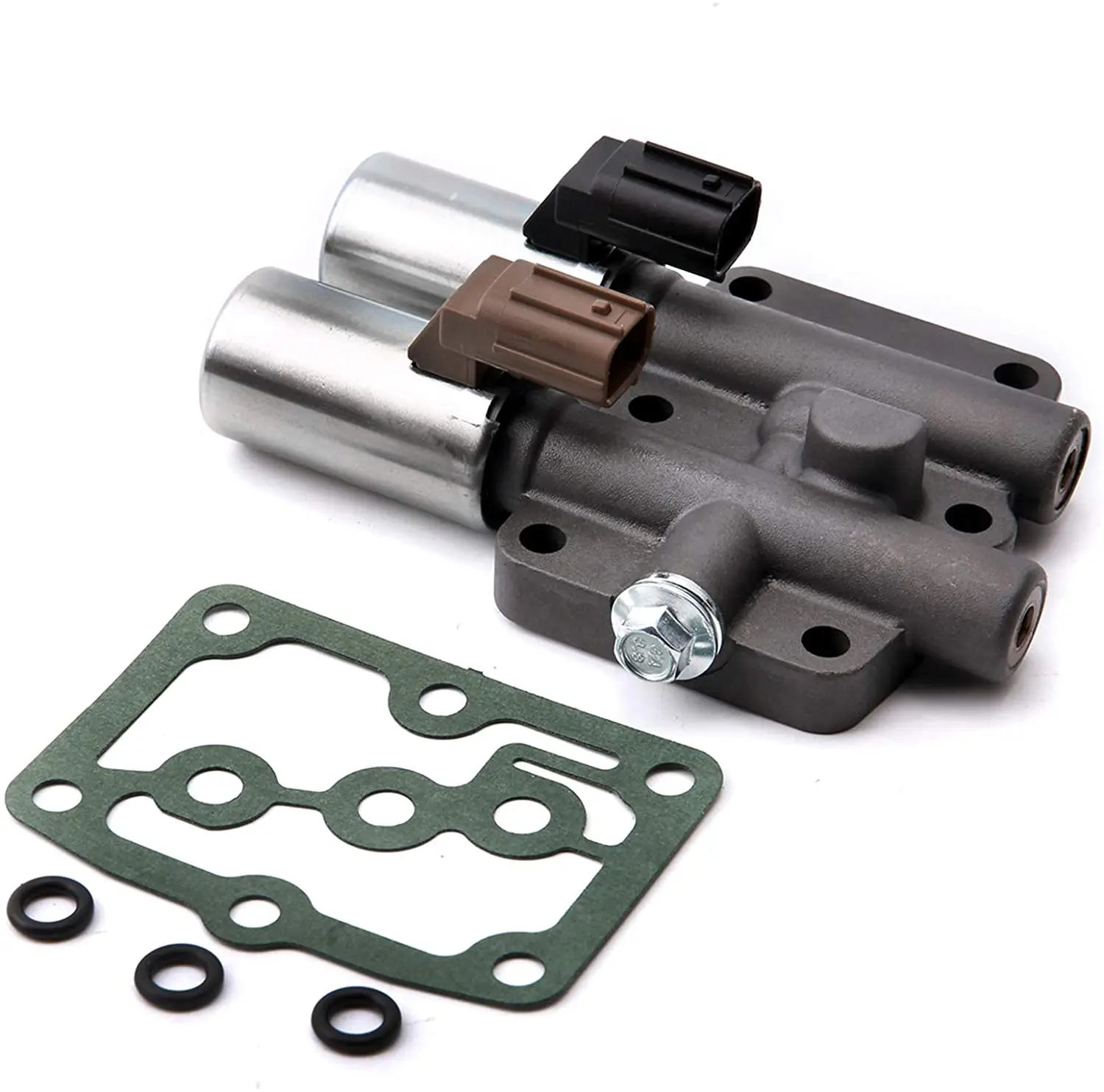28250-P6H-024 Transmission Dual Linear Solenoid Compatible with Honda Accord Odyssey Acura CL TL MDX Pilot Prelude 28250P6H024 with 1PCS Gasket and 3PCS O-Rings 