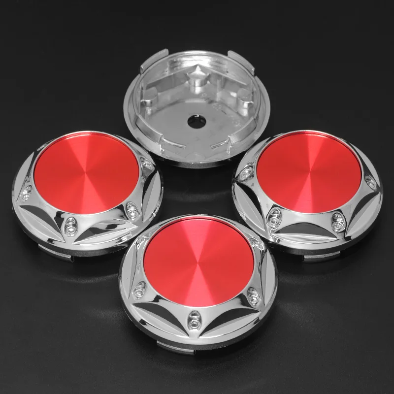 4pc 68mm with 45MM Red Silver Aluminum Sticker Car Hub Cap For BBS Rays Volk Enkei XXR Tokyo Attack OZ Racing Wheel Rim |