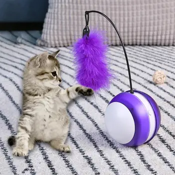 

Electric Ball Cat Toy Environmental Protection and Durability Laser Light Feather Stick Teasing Interactive Pet Products