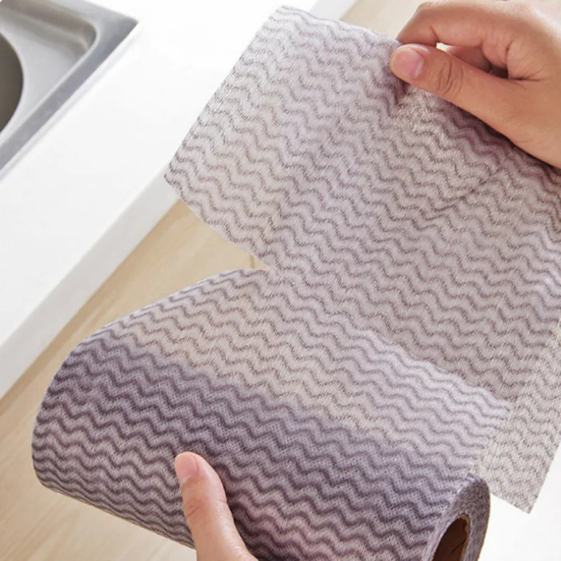 50pcs Disposable Rag Dish Towel Non-stick Oil Water Uptake Scouring Pad Kitchen Cleaning Cloth Household Cleaning Appliances
