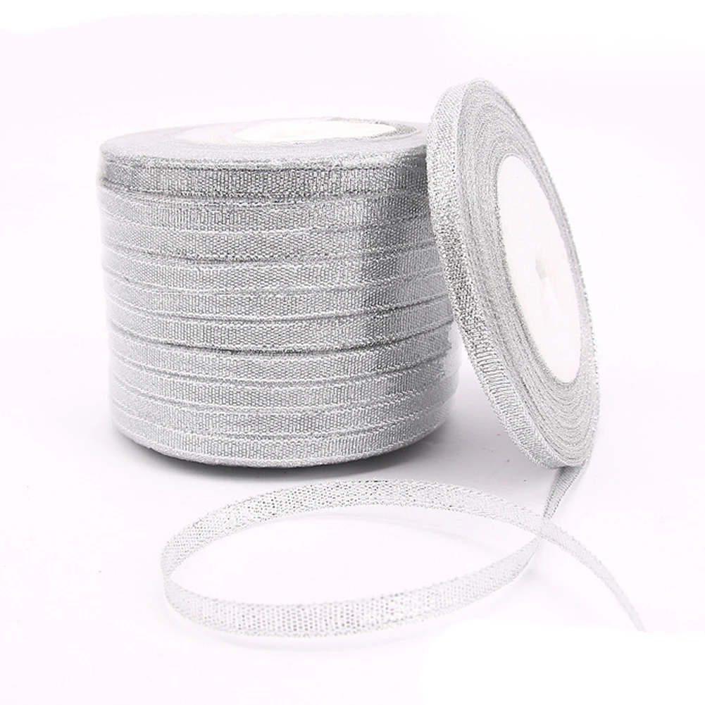silver Блестящие украшения для торта DIY шелковые вечерние декоративные ленты блестящие Упаковочные пакеты Подарочная упаковка для корсажа ремесла Пригласительные открытки - Цвет: silver